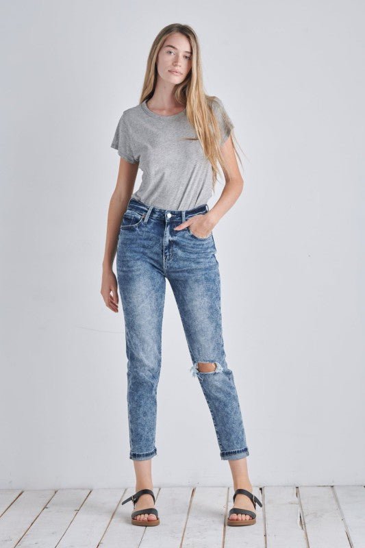 Artemis Vintage HIGH RISE STRETCH DISTRESSED MOM JEANS - Bitsy Gypsy Boutique