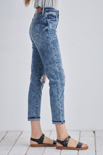 Artemis Vintage HIGH RISE STRETCH DISTRESSED MOM JEANS - Bitsy Gypsy Boutique