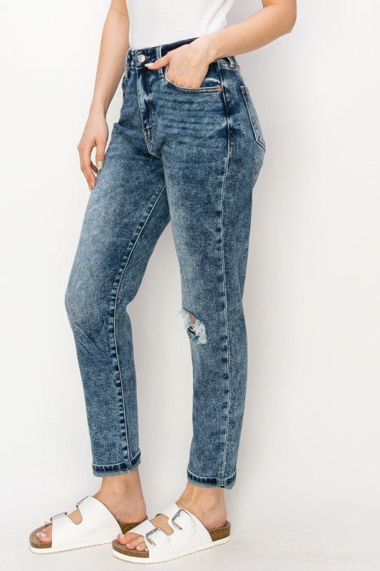 Artemis Vintage HIGH RISE STRETCH DISTRESSED MOM JEANS - Bitsy Gypsy Boutique