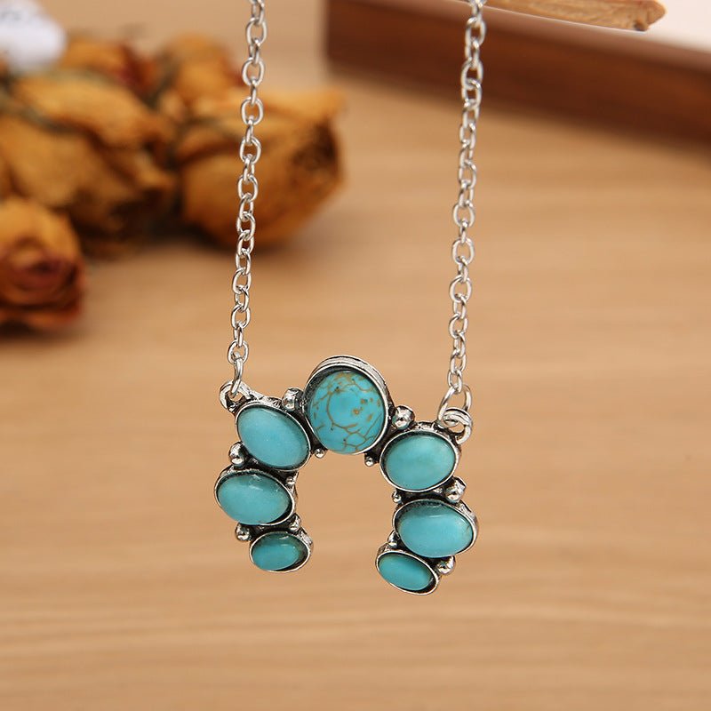 Artificial Turquoise Alloy Pendant Necklace - Bitsy Gypsy Boutique