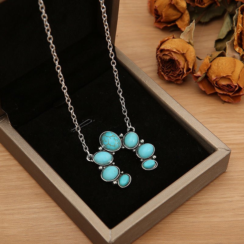 Artificial Turquoise Alloy Pendant Necklace - Bitsy Gypsy Boutique