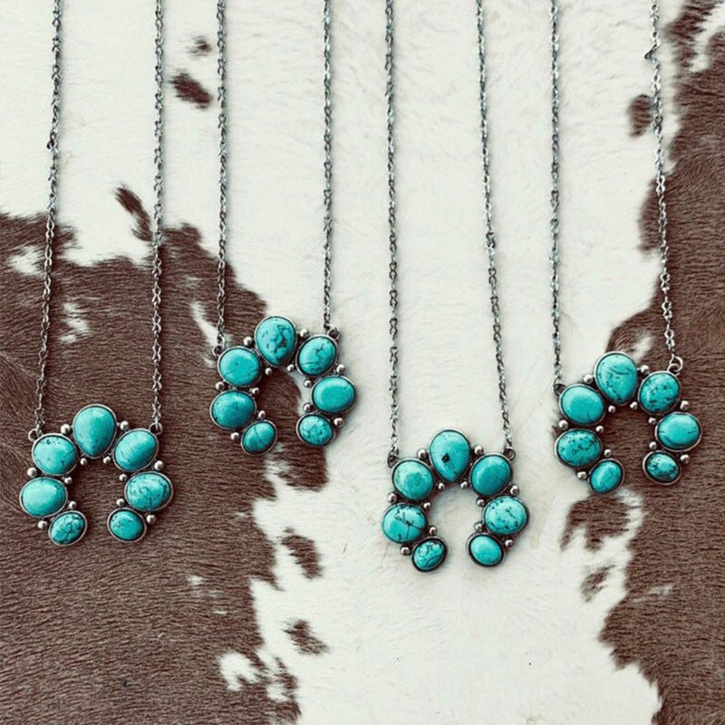 Artificial Turquoise Alloy Pendant Necklace - Bitsy Gypsy Boutique