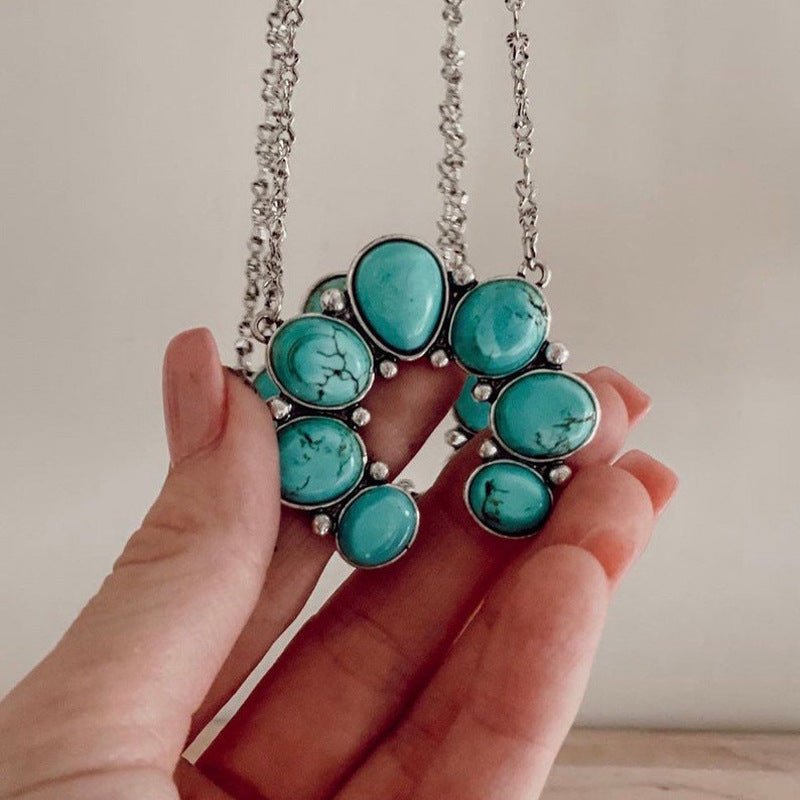 Artificial Turquoise Alloy Pendant Necklace - Bitsy Gypsy Boutique