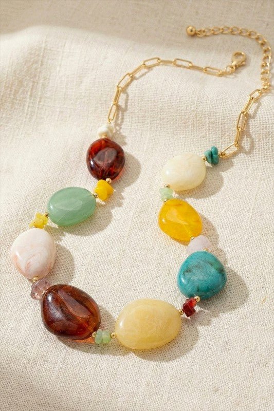 Artisan - Crafted Resin Stone Statement Necklace - Bitsy Gypsy Boutique