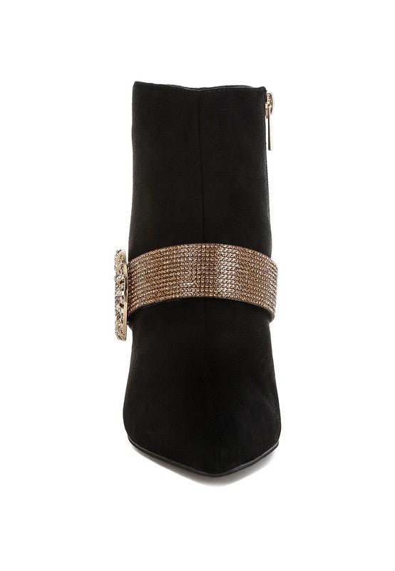 Asagao Diamante & Rhinestones Strap Boots - Bitsy Gypsy Boutique