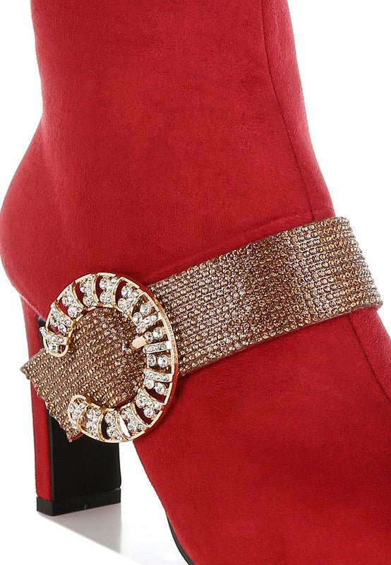 Asagao Diamante & Rhinestones Strap Boots - Bitsy Gypsy Boutique