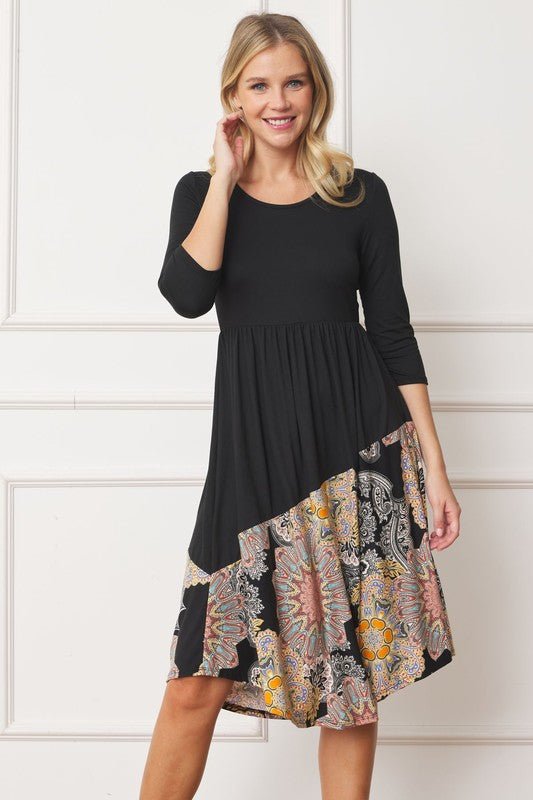 Asymmetrical Accent Midi Dress - Bitsy Gypsy Boutique