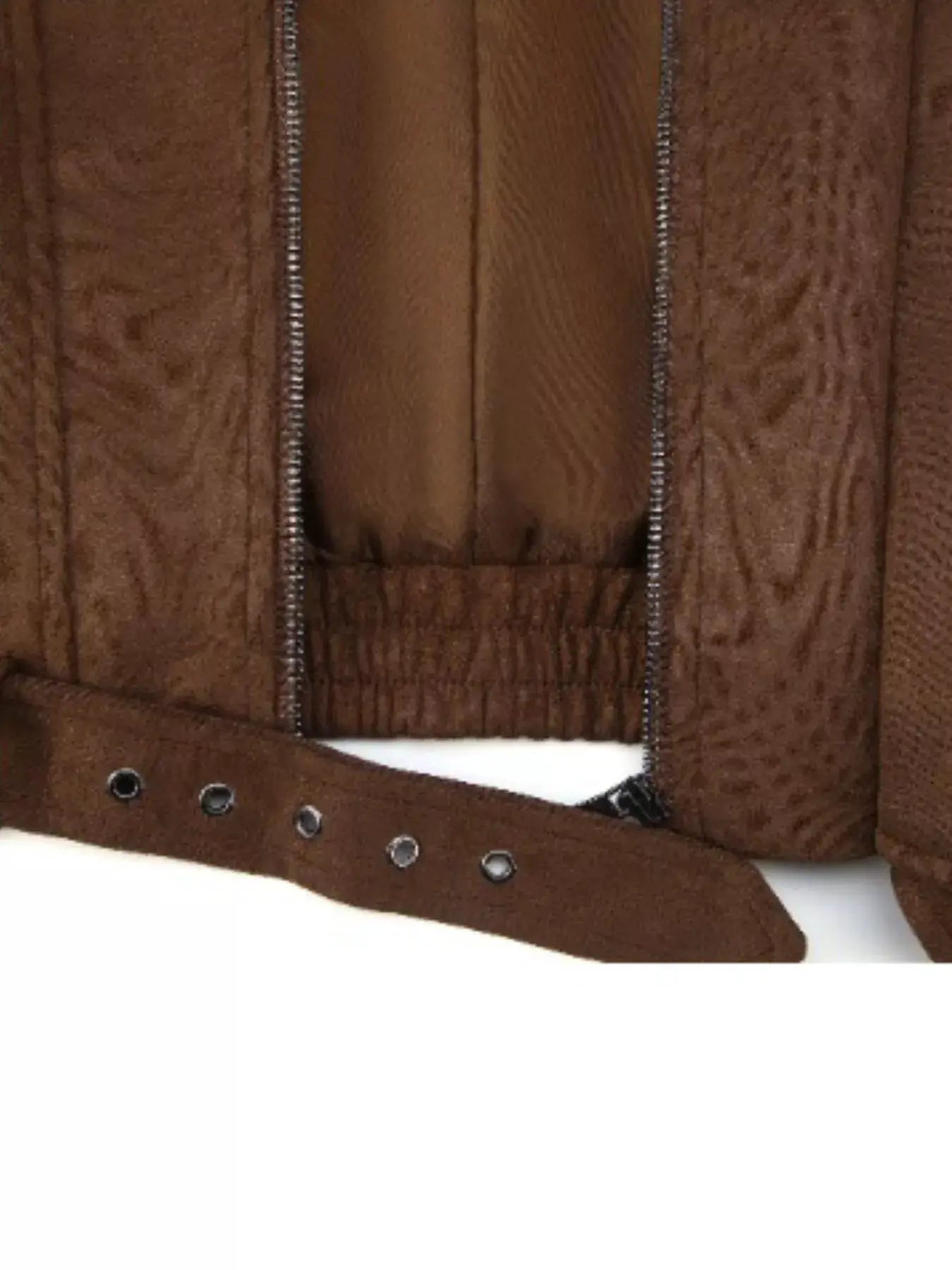 Asymmetrical Zipper Moto Jacket with Belt Detail by Trendsi