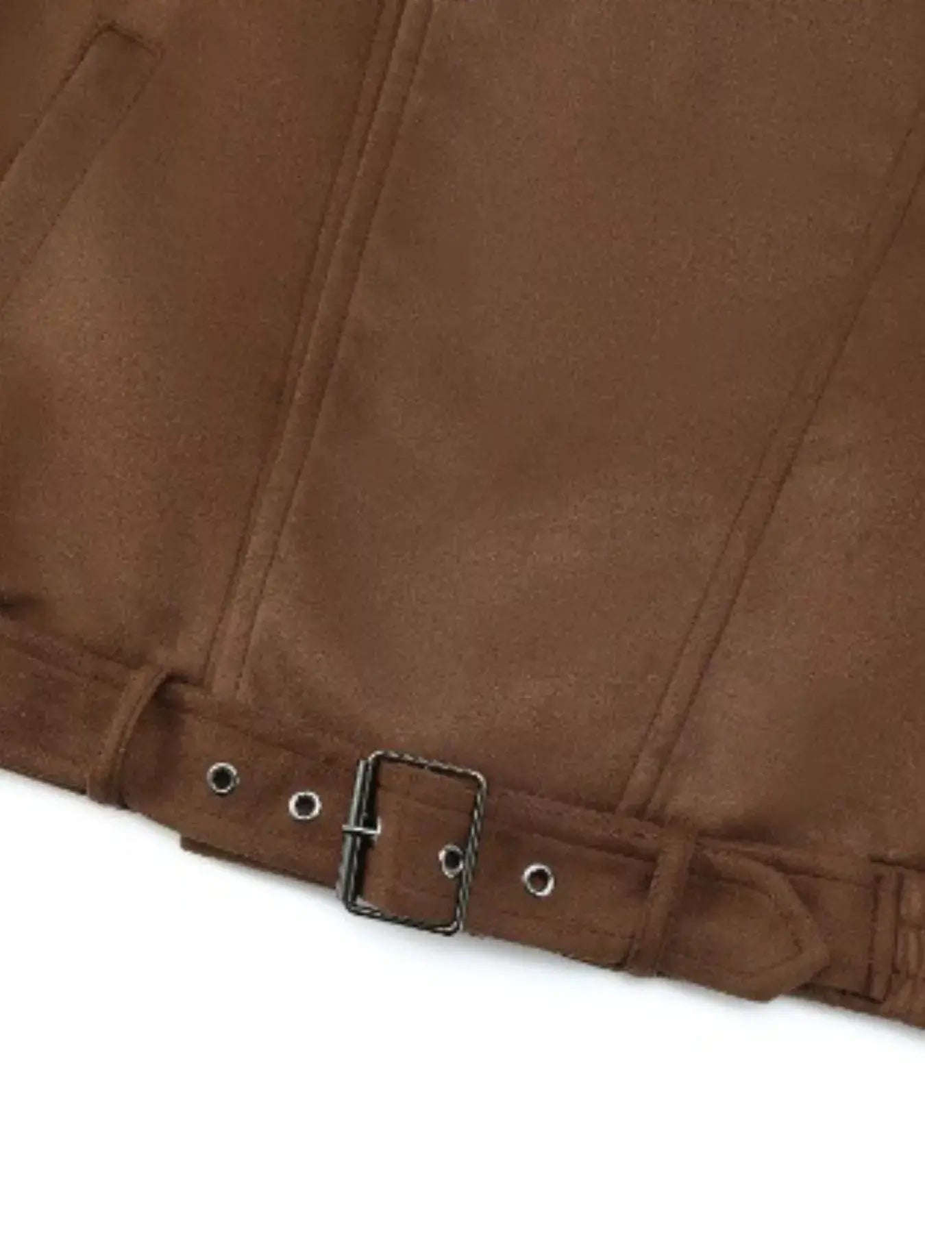 Asymmetrical Zipper Moto Jacket with Belt Detail by Trendsi