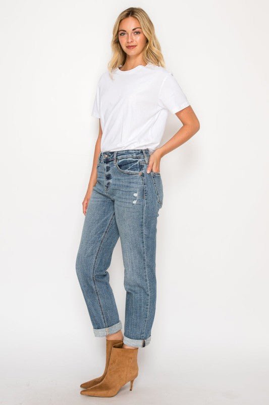 AT2102BFM - MID RISE MODERN BOYFRIEND JEANS - Bitsy Gypsy Boutique