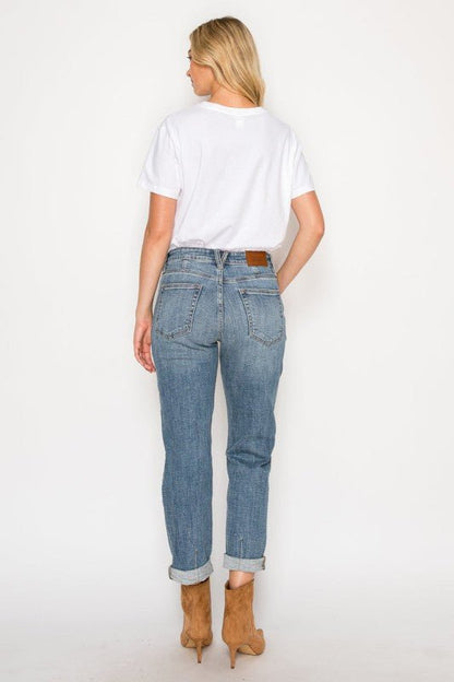 AT2102BFM - MID RISE MODERN BOYFRIEND JEANS - Bitsy Gypsy Boutique