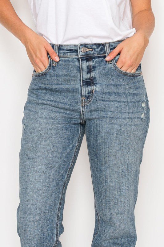 AT2102BFM - MID RISE MODERN BOYFRIEND JEANS - Bitsy Gypsy Boutique