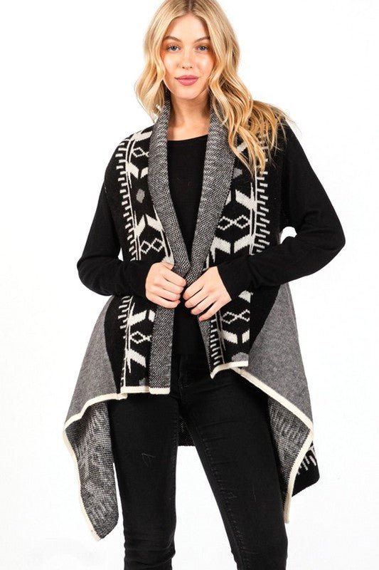 Aztec Pattern Winter Vest - Bitsy Gypsy Boutique