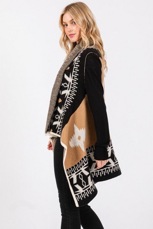 Aztec Pattern Winter Vest - Bitsy Gypsy Boutique