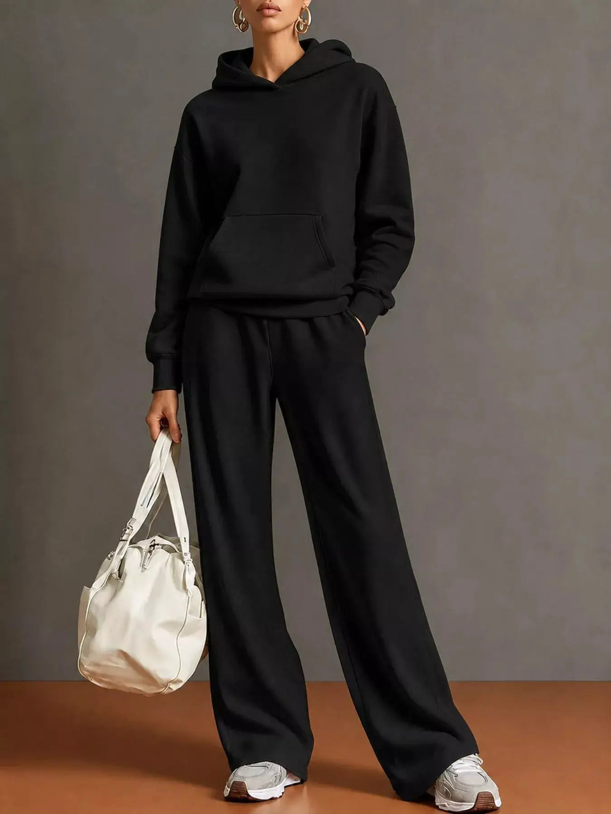 Kangaroo Pocket Hoodie and Pants Set by Trendsi