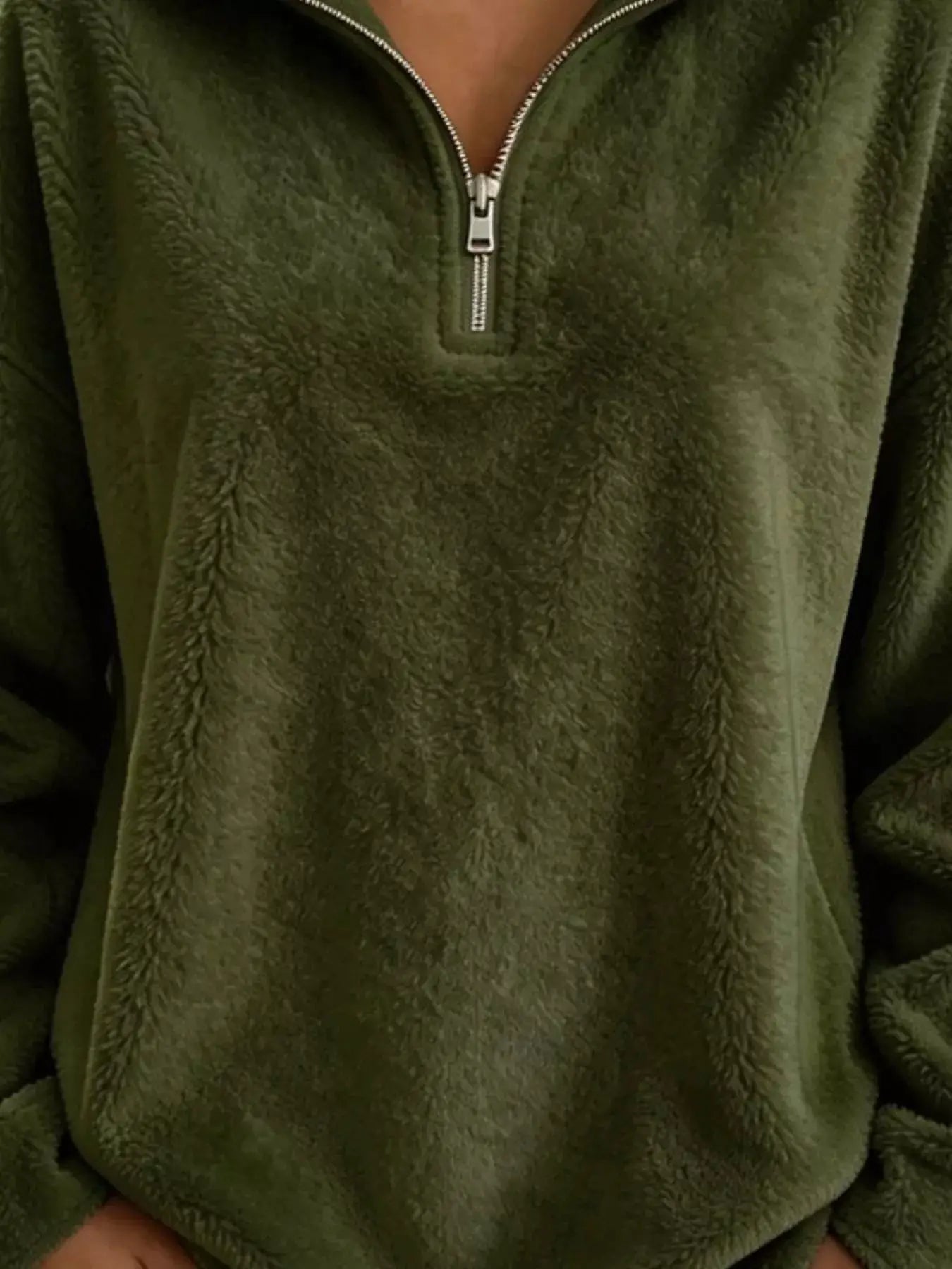 Full Size Quarter-Zip Fleece Sweatshirt Plus Size by Trendsi