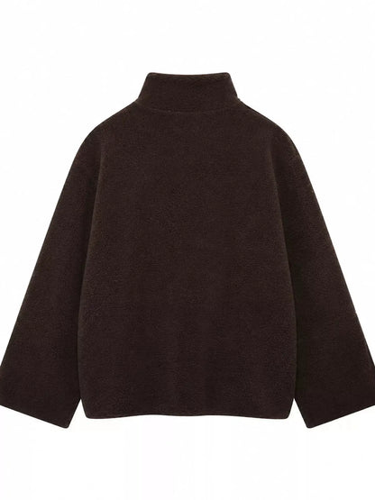 Sherpa Zip-Up Outerwear by Trendsi