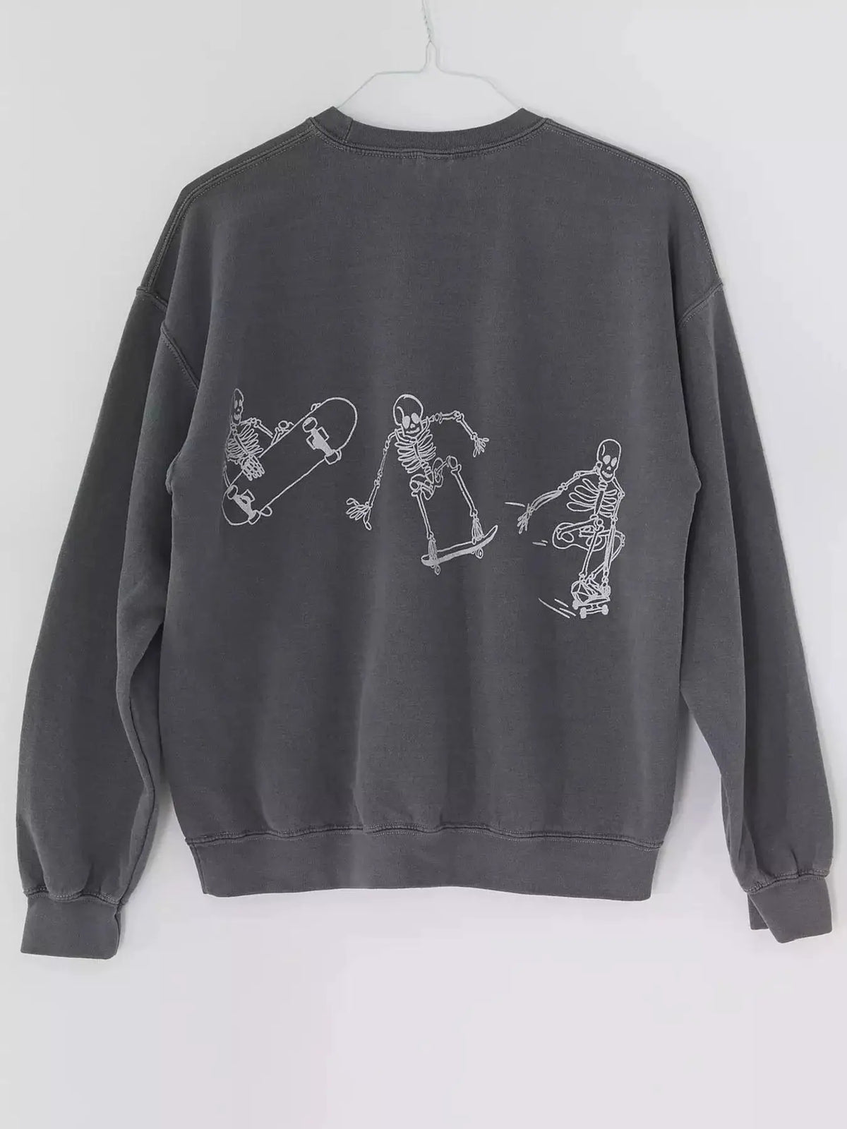 Skeleton Graphic Round Neck Sweatshirt by Trendsi