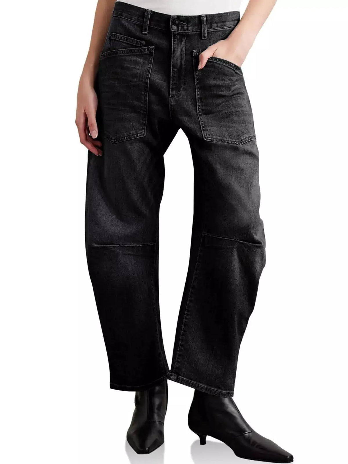 Wide-Leg Jeans with Patch Pockets by Trendsi