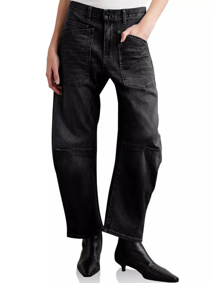Wide-Leg Jeans with Patch Pockets by Trendsi