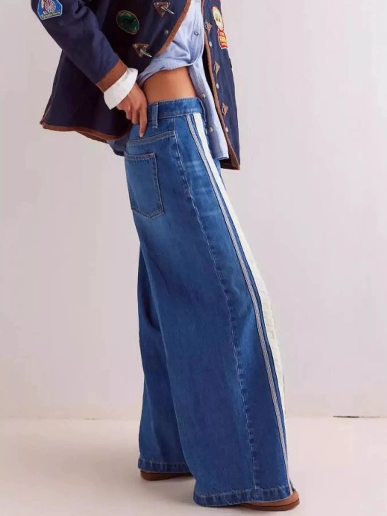 Wide-Leg Side Snap Button Jeans by Trendsi