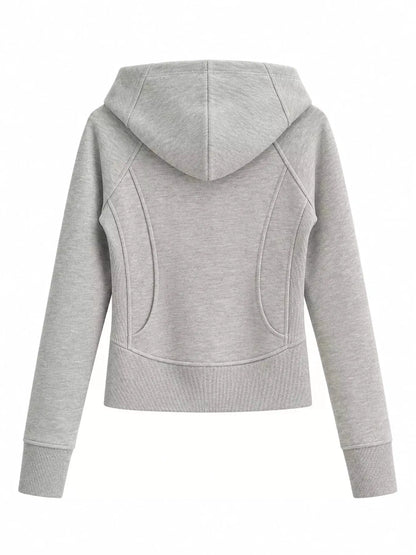 Slim-Fit Full-Zip Hoodie by Trendsi