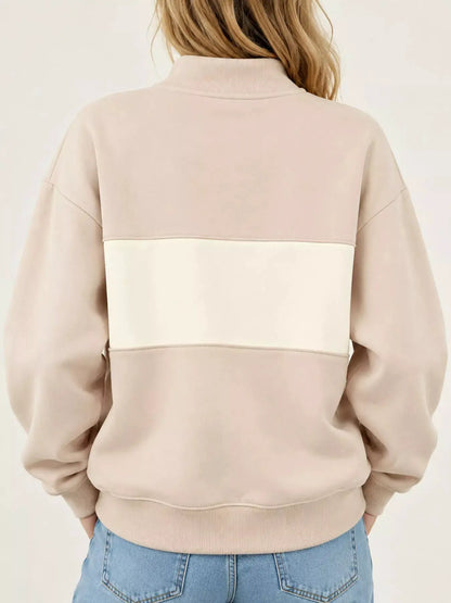 Full Size Color Block Snap-Button Sweatshirt Plus Size by Trendsi