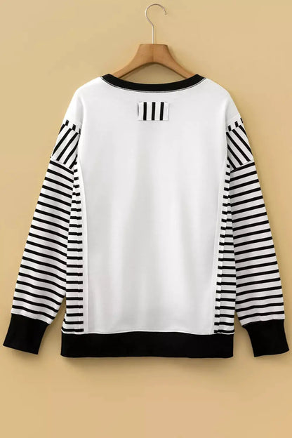 Color-Block Striped Long Sleeve Sweatshirt by Trendsi