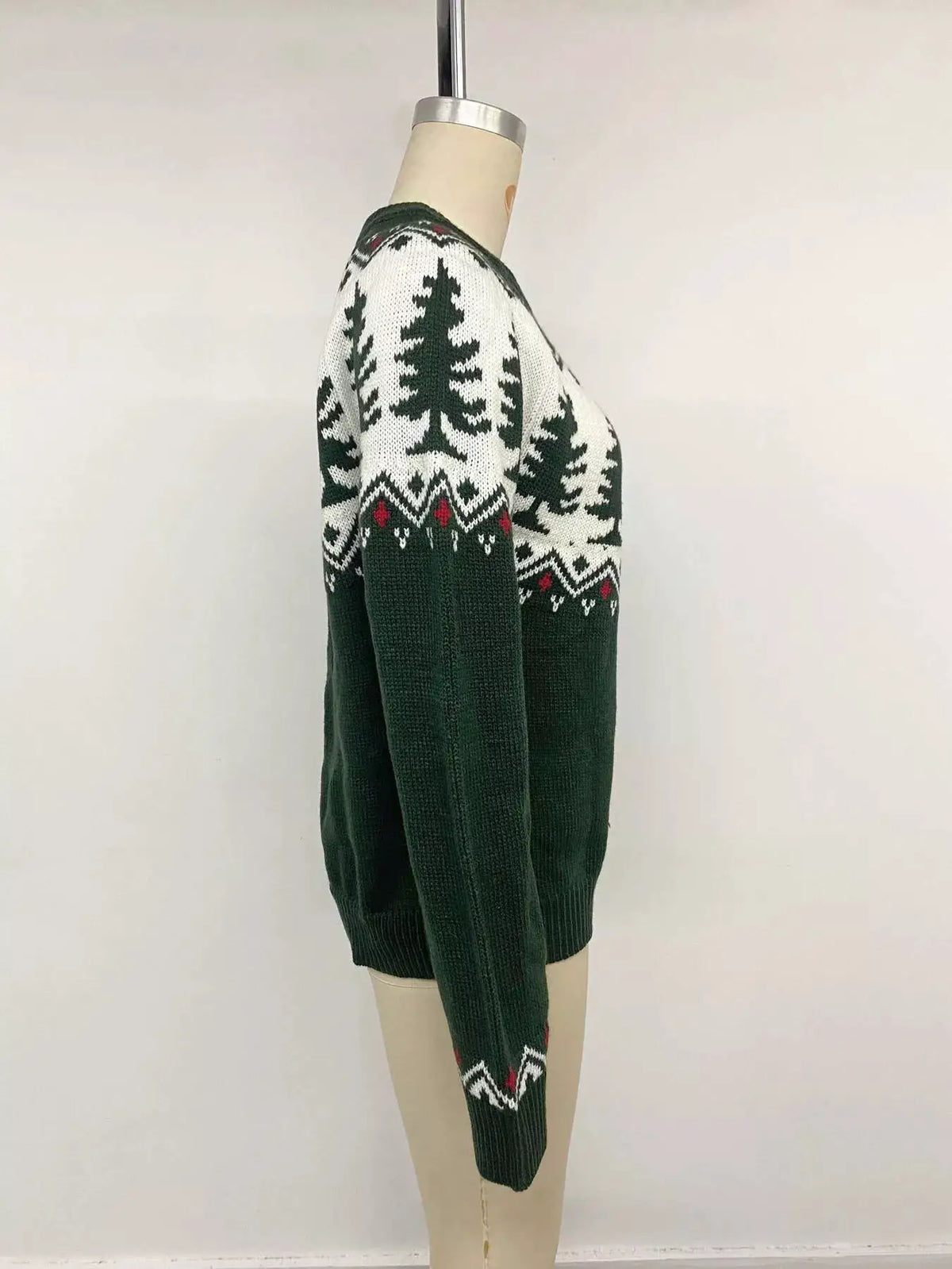 Christmas Tree Pattern Round Neck Sweater by Trendsi