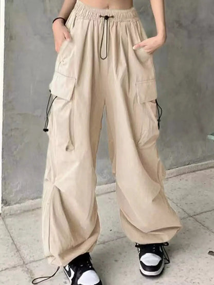 Full Size Drawstring Cargo Pants Plus Size by Trendsi