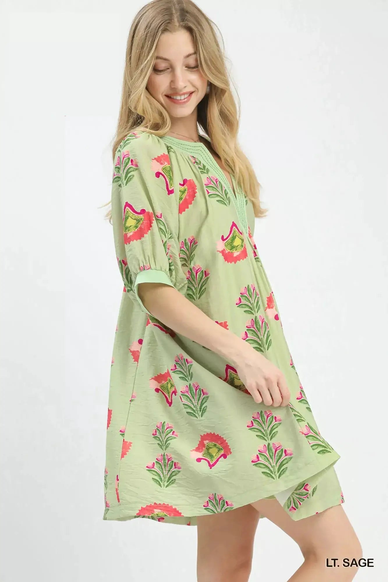 Umgee Abstract Print Mini Dress by Trendsi