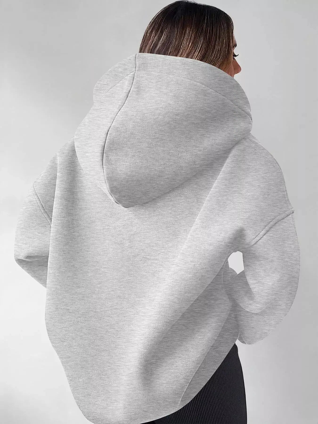Oversized Quarter-Zip Hoodie by Trendsi