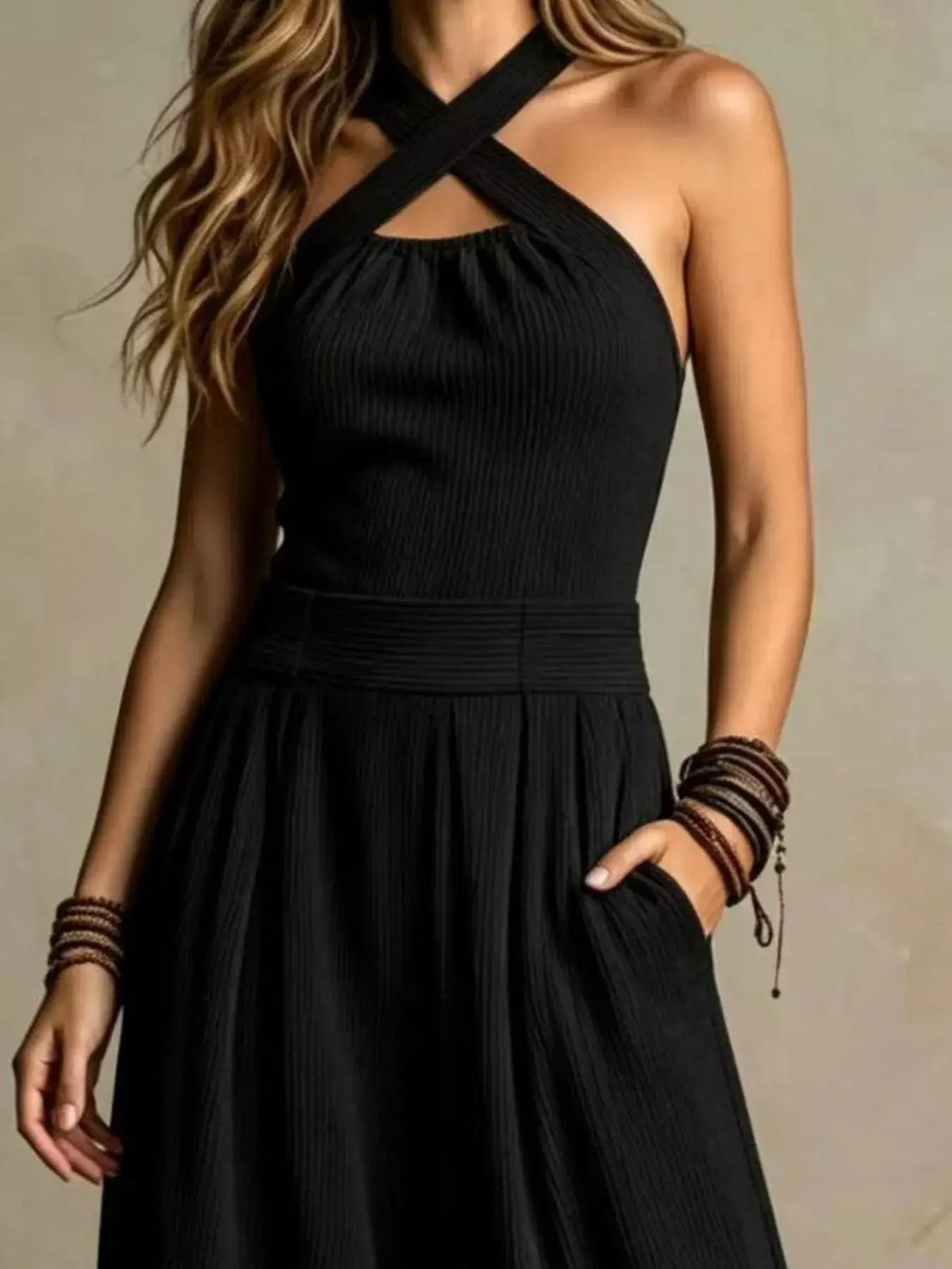 Full Size Halter Neck Wide-Leg Jumpsuit Plus Size by Trendsi