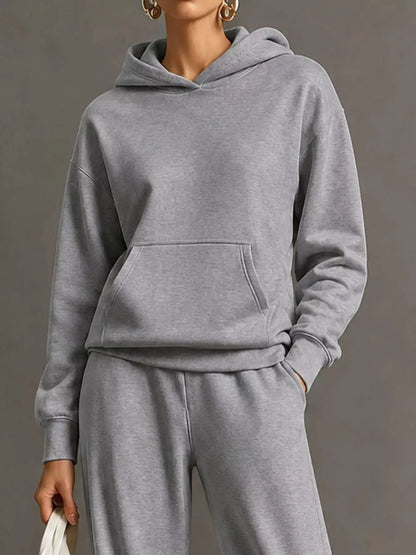 Kangaroo Pocket Hoodie and Pants Set by Trendsi