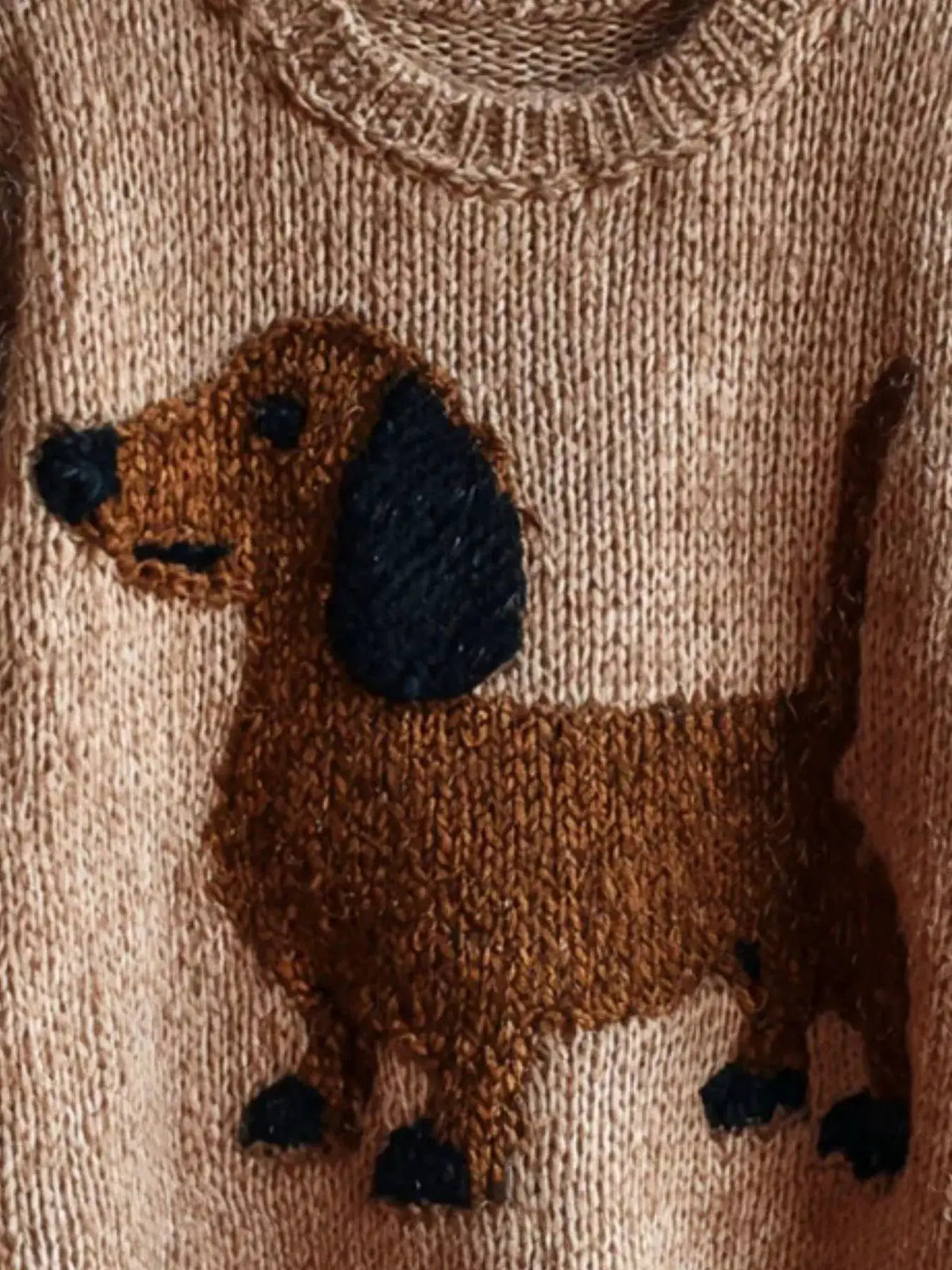 Dachshund Dropped Shoulder Sweater by Trendsi