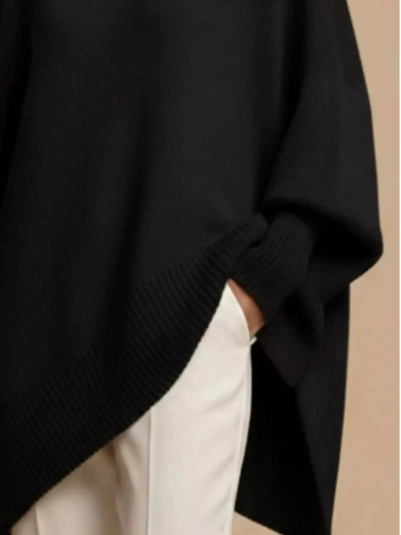 Oversized Batwing Sleeve Sweater by Trendsi