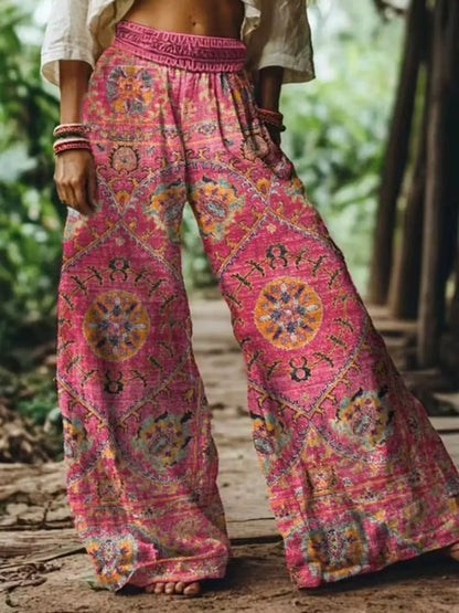 Full Size Floral Wide-Leg Pants Plus Size by Trendsi