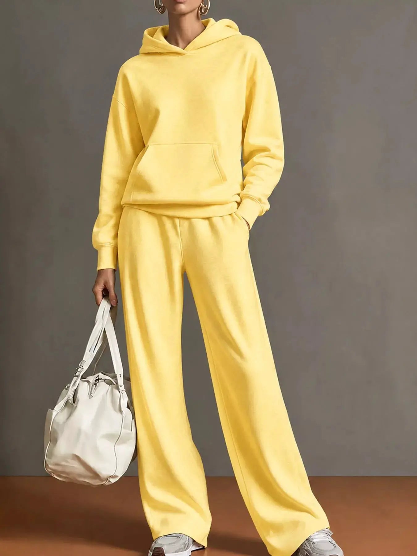 Kangaroo Pocket Hoodie and Pants Set by Trendsi