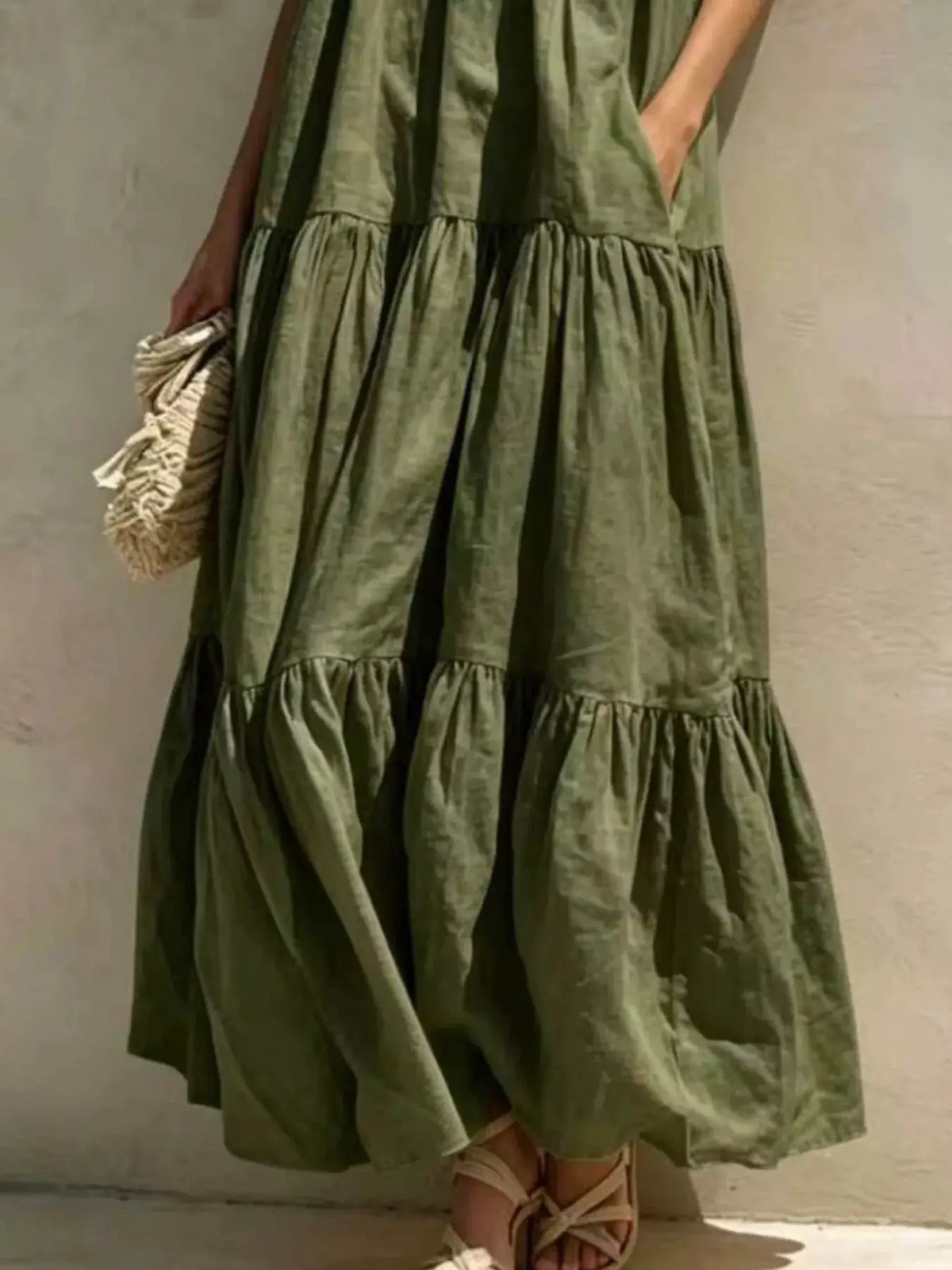 Tiered Scoop Neck Maxi Dress by Trendsi