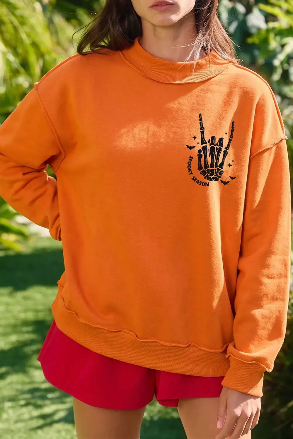 Spooky Season Mock Neck Reversible Halloween Sweatshirt by Trendsi