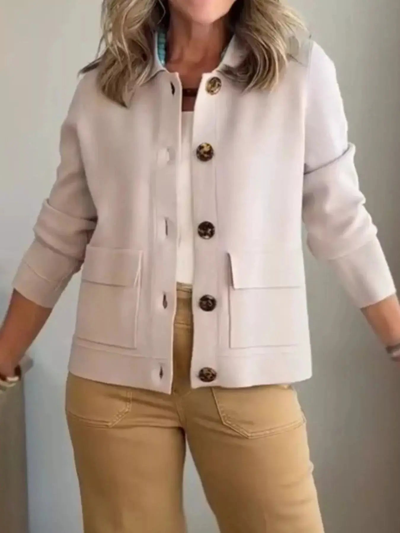 Full Size Long Sleeve Button-Down Outerwear Plus Size by Trendsi