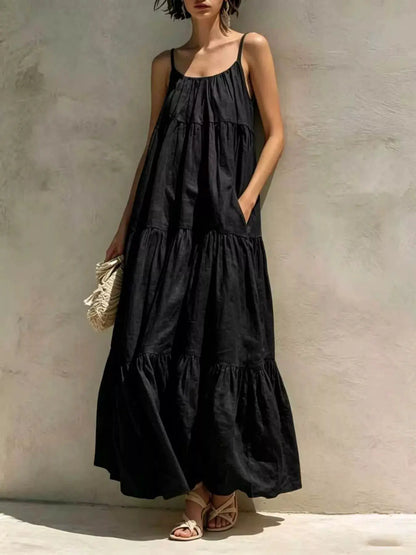 Tiered Scoop Neck Maxi Dress by Trendsi