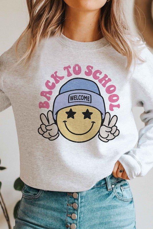 BACK TO SCHOOL HAPPY FACE Graphic Sweatshirt - Bitsy Gypsy Boutique