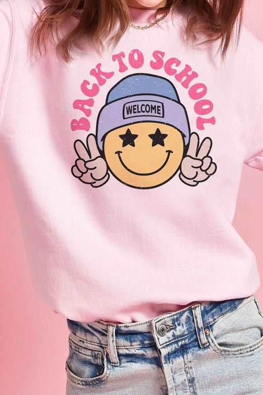 BACK TO SCHOOL HAPPY FACE Graphic Sweatshirt - Bitsy Gypsy Boutique