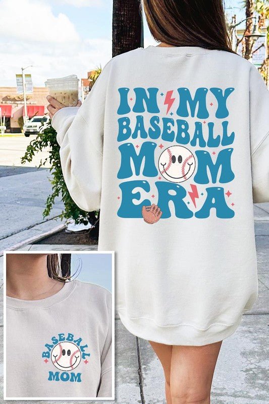 Baseball Mom Front Back Graphic Fleece Sweatshirts - Bitsy Gypsy Boutique