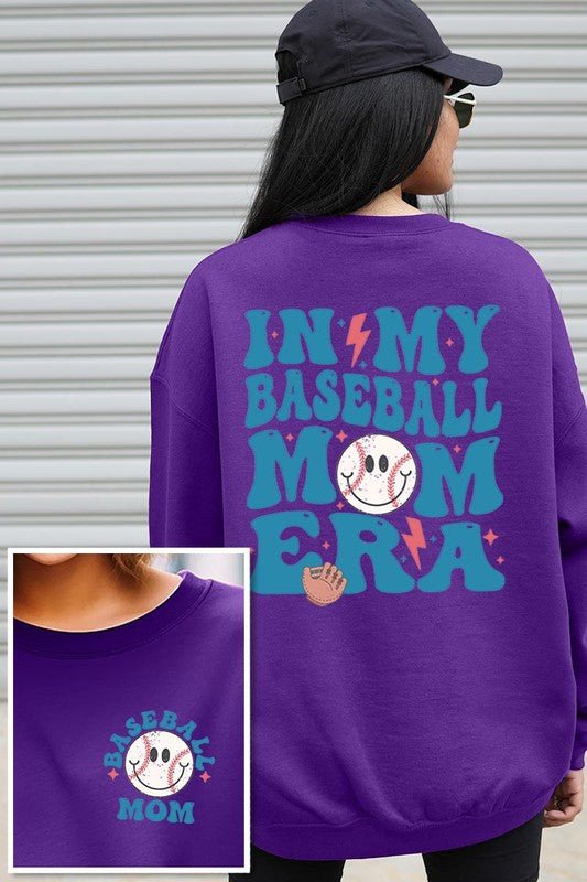 Baseball Mom Front Back Graphic Fleece Sweatshirts - Bitsy Gypsy Boutique