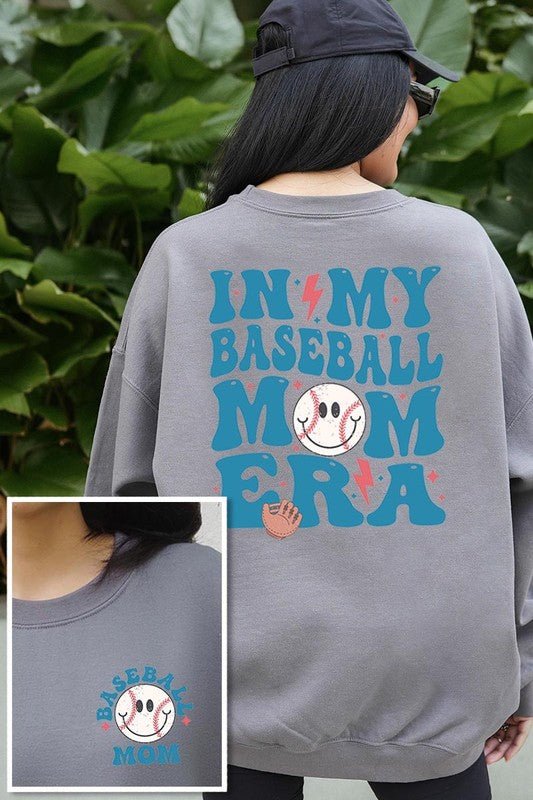 Baseball Mom Front Back Graphic Fleece Sweatshirts - Bitsy Gypsy Boutique