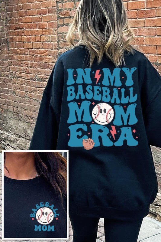 Baseball Mom Front Back Graphic Fleece Sweatshirts - Bitsy Gypsy Boutique