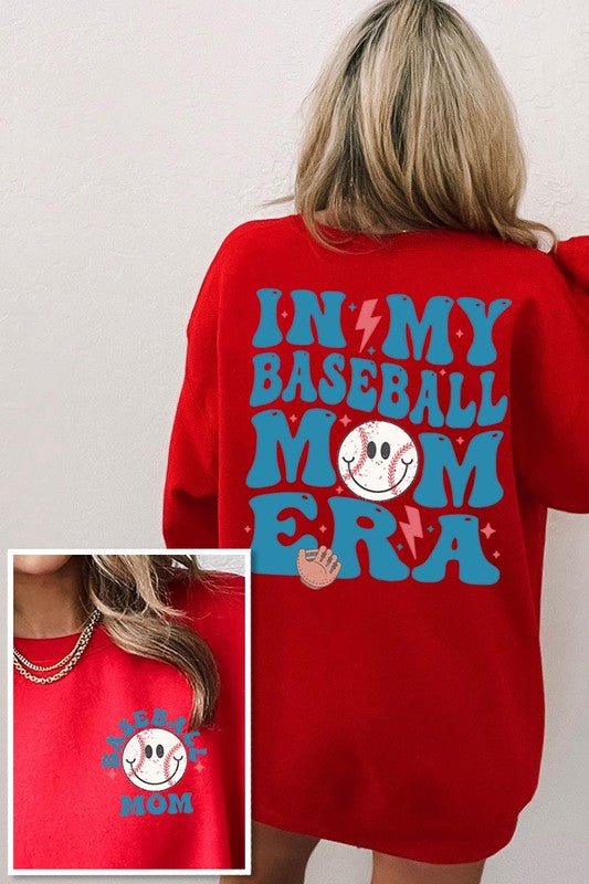 Baseball Mom Front Back Graphic Fleece Sweatshirts - Bitsy Gypsy Boutique