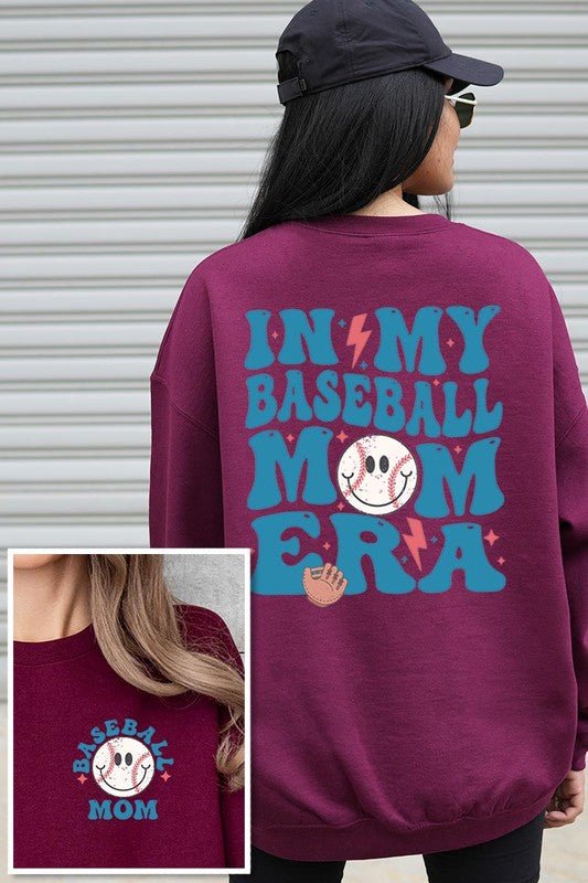 Baseball Mom Front Back Graphic Fleece Sweatshirts - Bitsy Gypsy Boutique